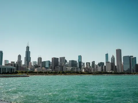 The Chicago skyline seen across Lake Michigan